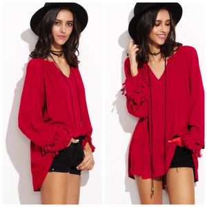 cute fringe trim top